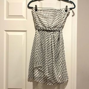 Express Strapless Poka Dot White Dress